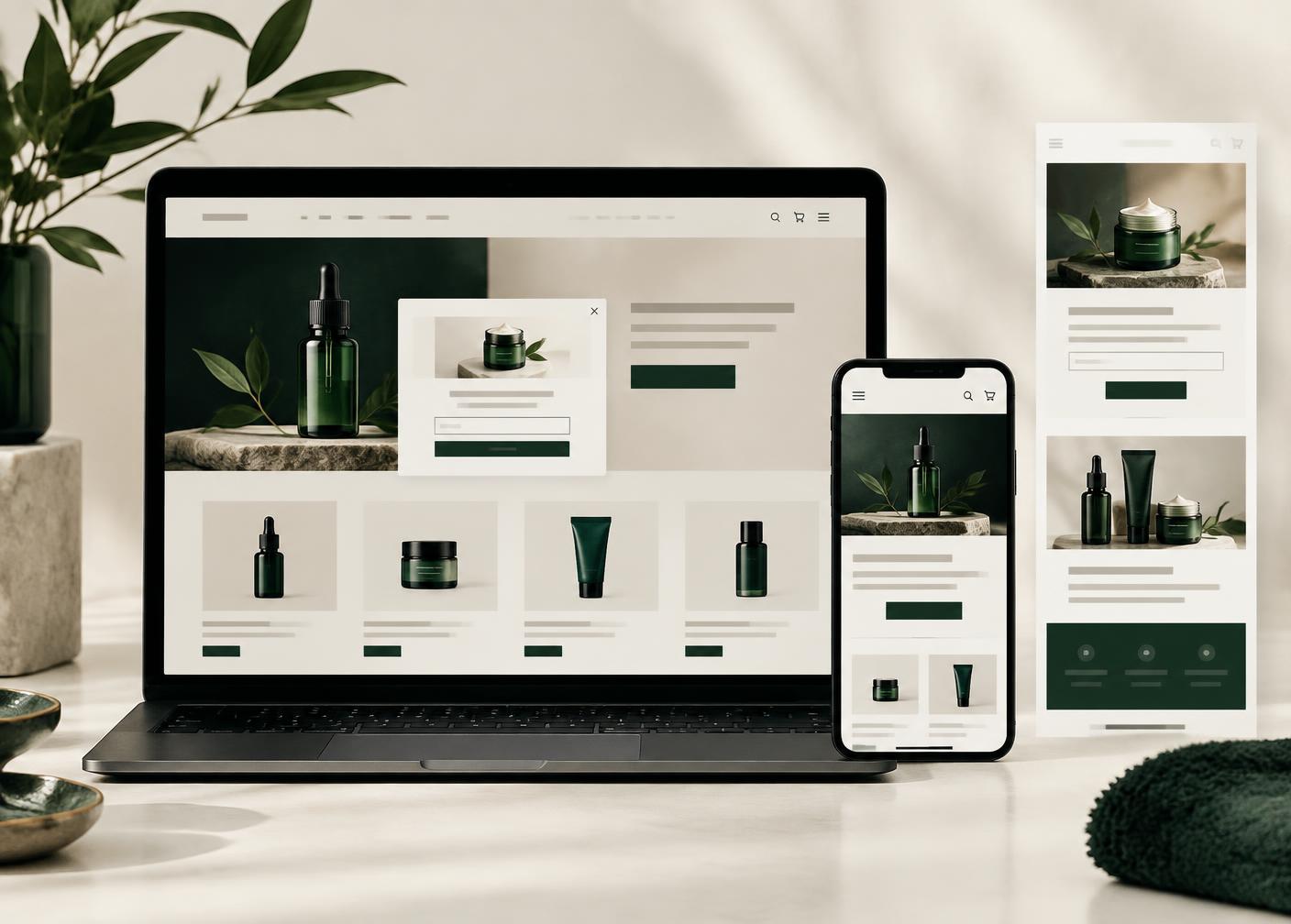 Beauty storefront, lead capture, and welcome email journey